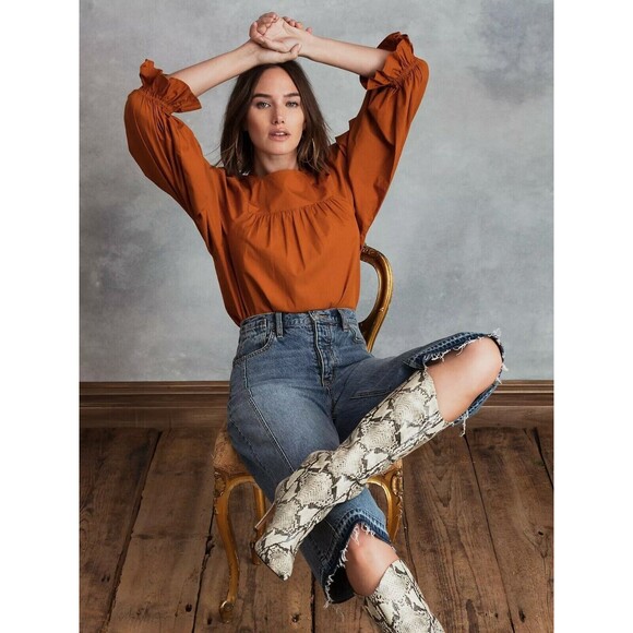 202375 Happy X Nature Kate Hudson Juliet Blouse Top Ruffle Long Sleeve XS New - Picture 2 of 7